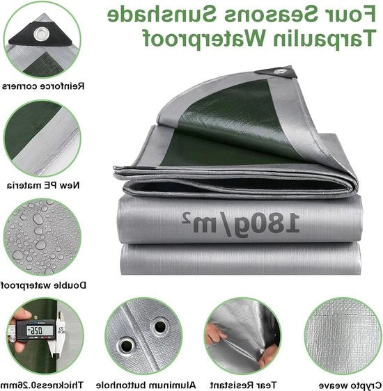 Dekzeil impermeabile 180 g/m² resistente alle forti carichi - resistente al gelo - protezione UV - plastica a base di PE - mobili da giardino - scuotimento - tarpolina trasparente 2 x 3 m