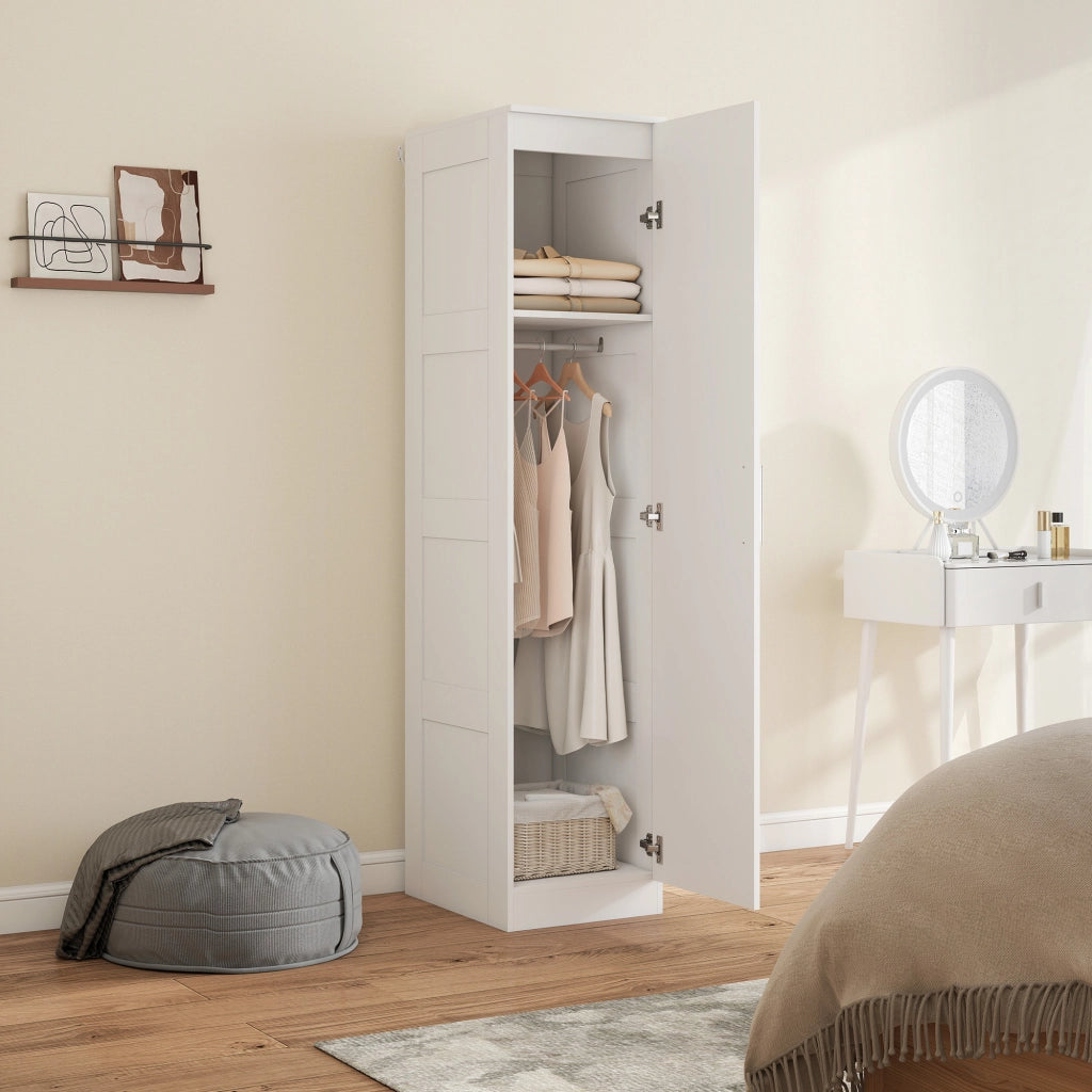 Armadio con porta scorrevole, ante, appendiabiti, ripiani ¨C Zephmum ¨C 40x52x180 cm, bianco