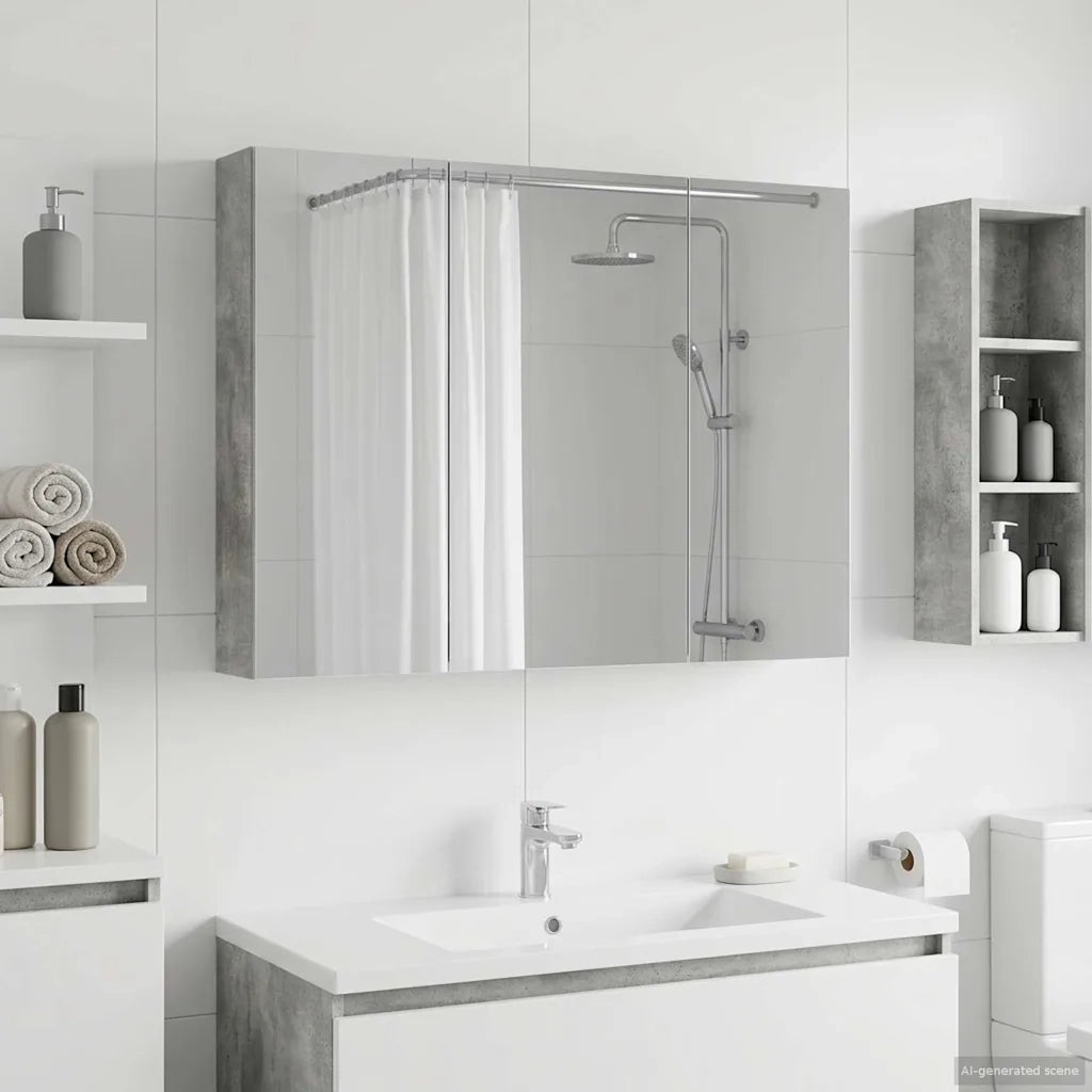 Mobiletto per specchio da bagno con lo scaffale Grigio cemento