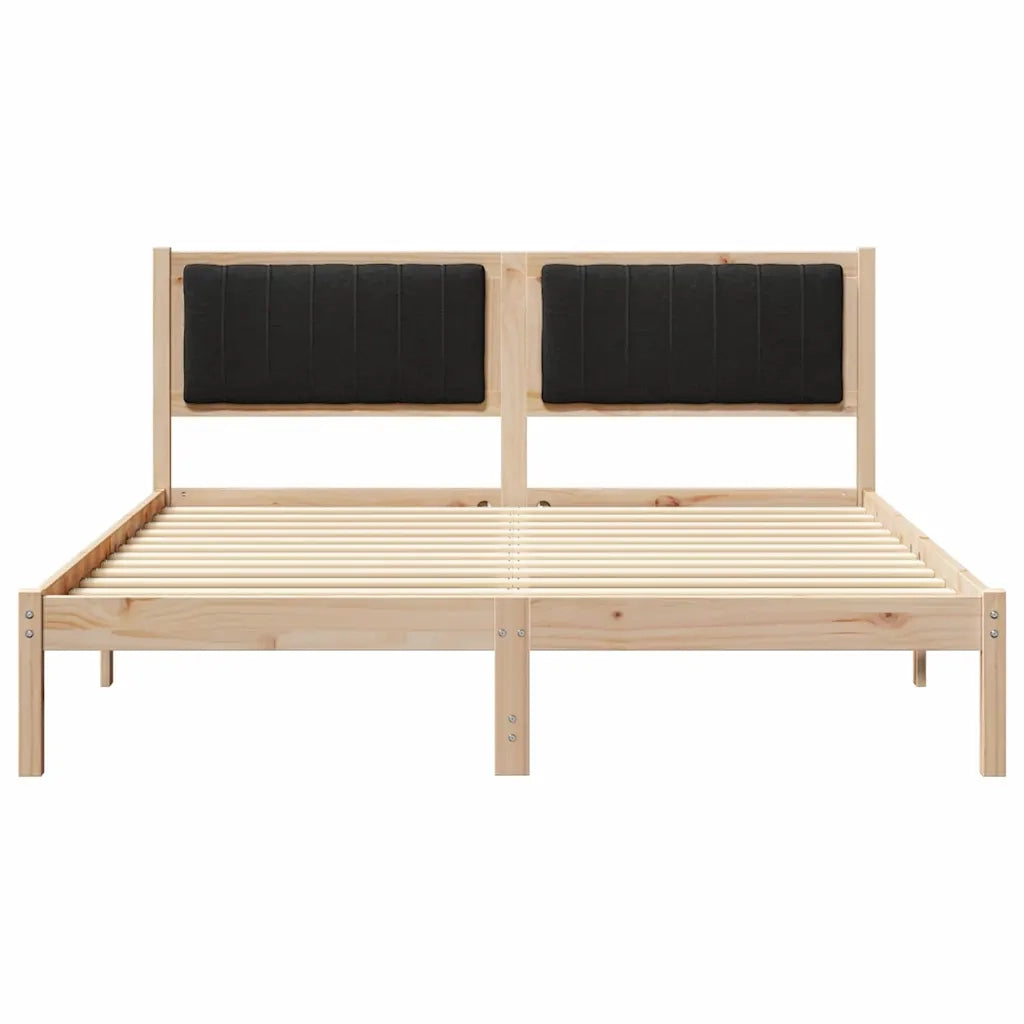 Letto con Testiera Rivestita Nero 160 x 200 cm Pino massello 878246