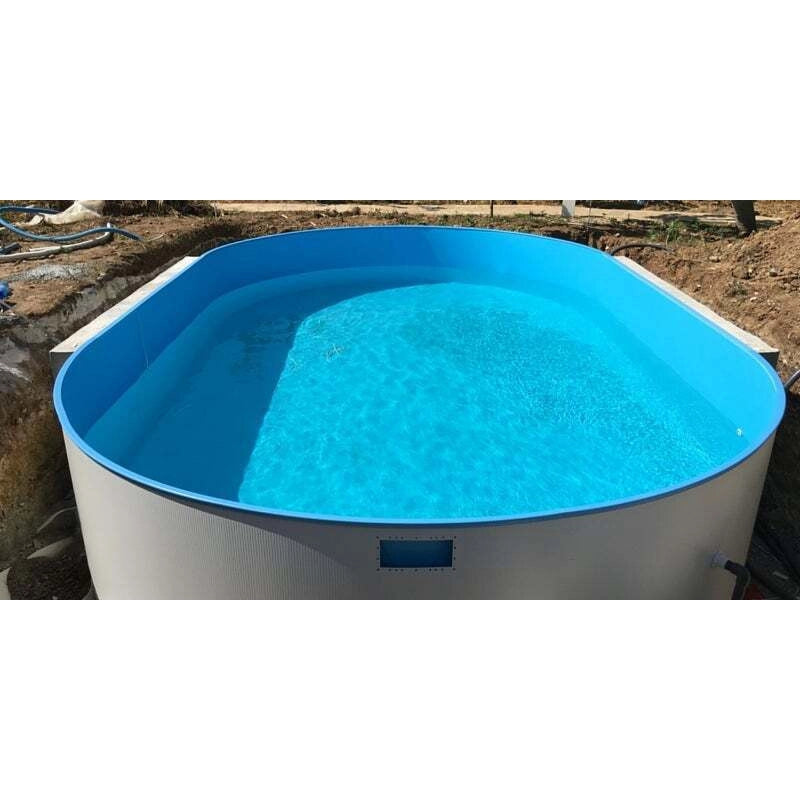 Piscina interrata ovale in acciaio con filtro a sabbia e skimmer, 800x400x150 cm per installazione giardino - GRE