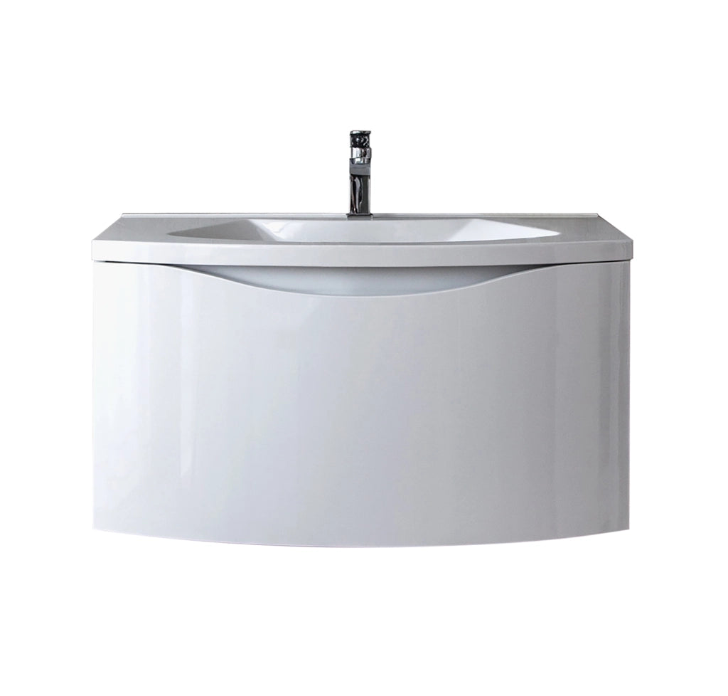 Base 1 cestone con lavello bianco lucido e maniglia cromata