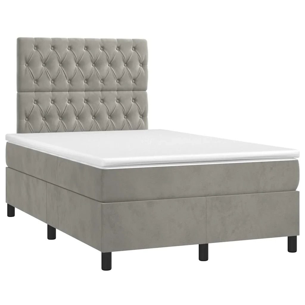Giroletto a Molle con Materasso Grigio Chiaro 120x190cm Velluto