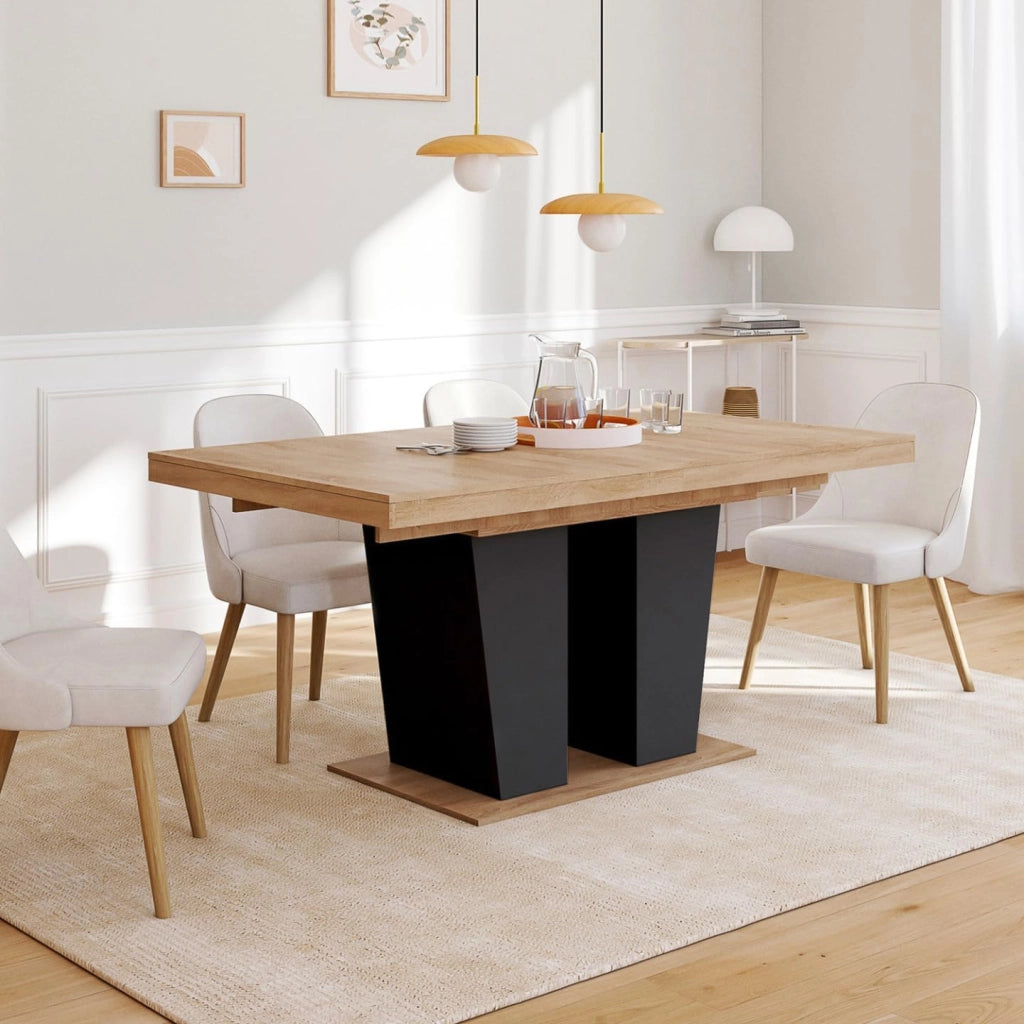 ELIAD tavolo da pranzo rettangolare allungabile 6-10 persone legno e nero 160-200 cm