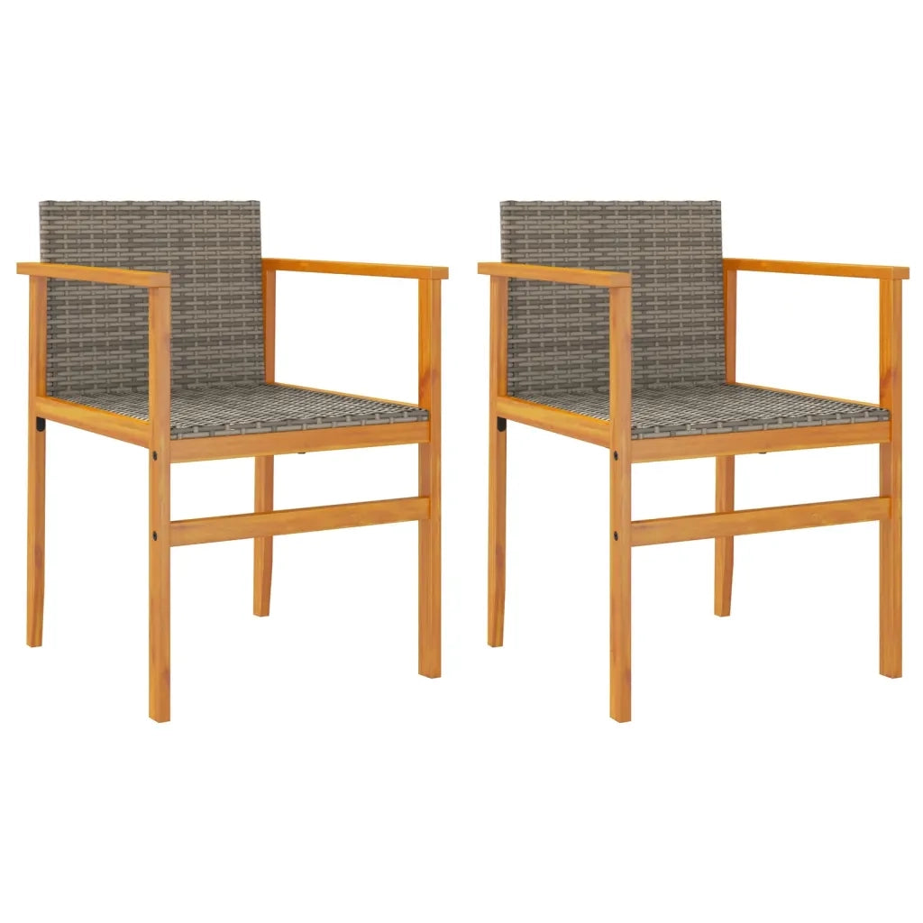 Sedie da Giardino 2 pz Grigie in Polyrattan e Legno Massello 368709