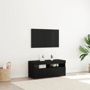 Mobile TV  con luci LED, Nero Rovere 90x35x40 cm in legno ingegnerizzato