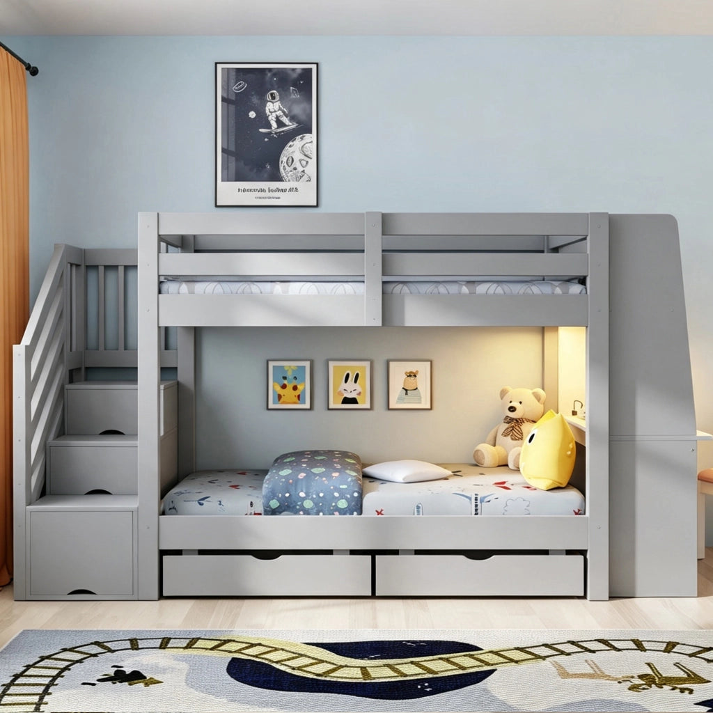 letto a castello legno grigio 90 x 200 cm