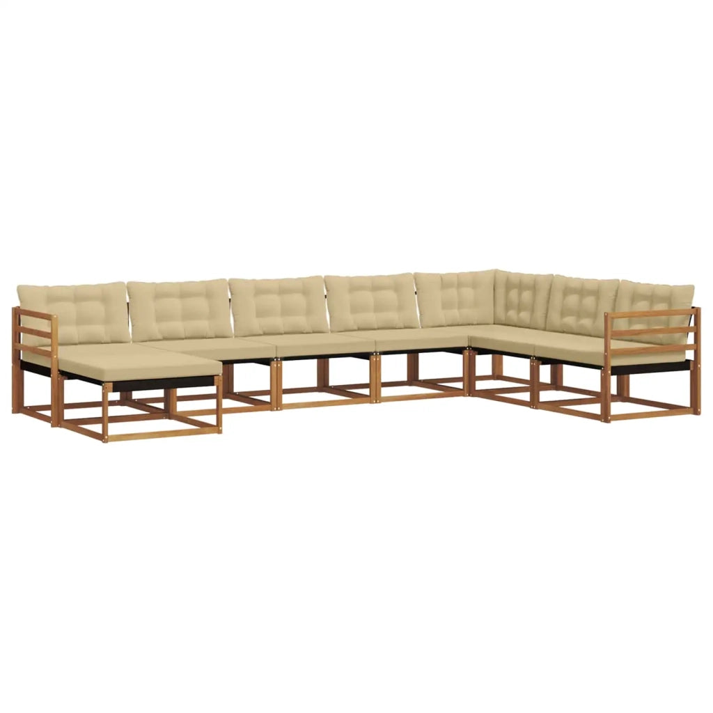 Set di divani da esterno con cuscino 8 pcs Naturale e Beige 3369736