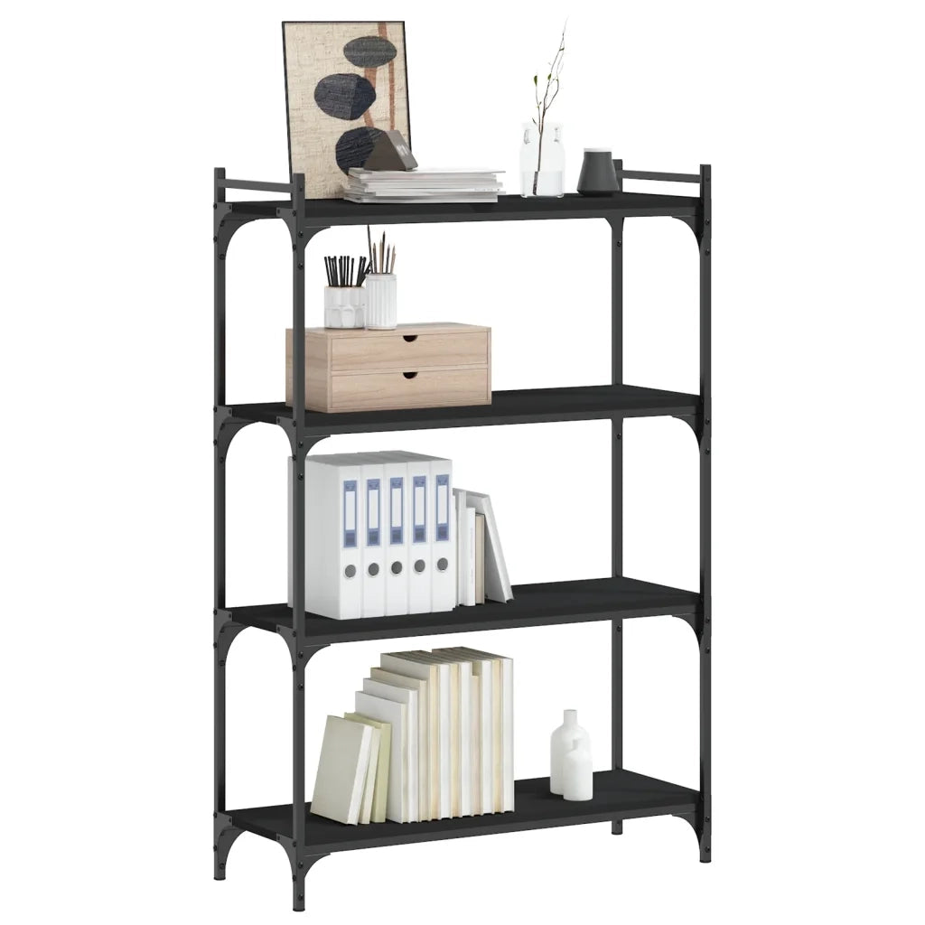 Libreria a 4 Ripiani Nera 80x30x120 cm in Legno Multistrato 837672