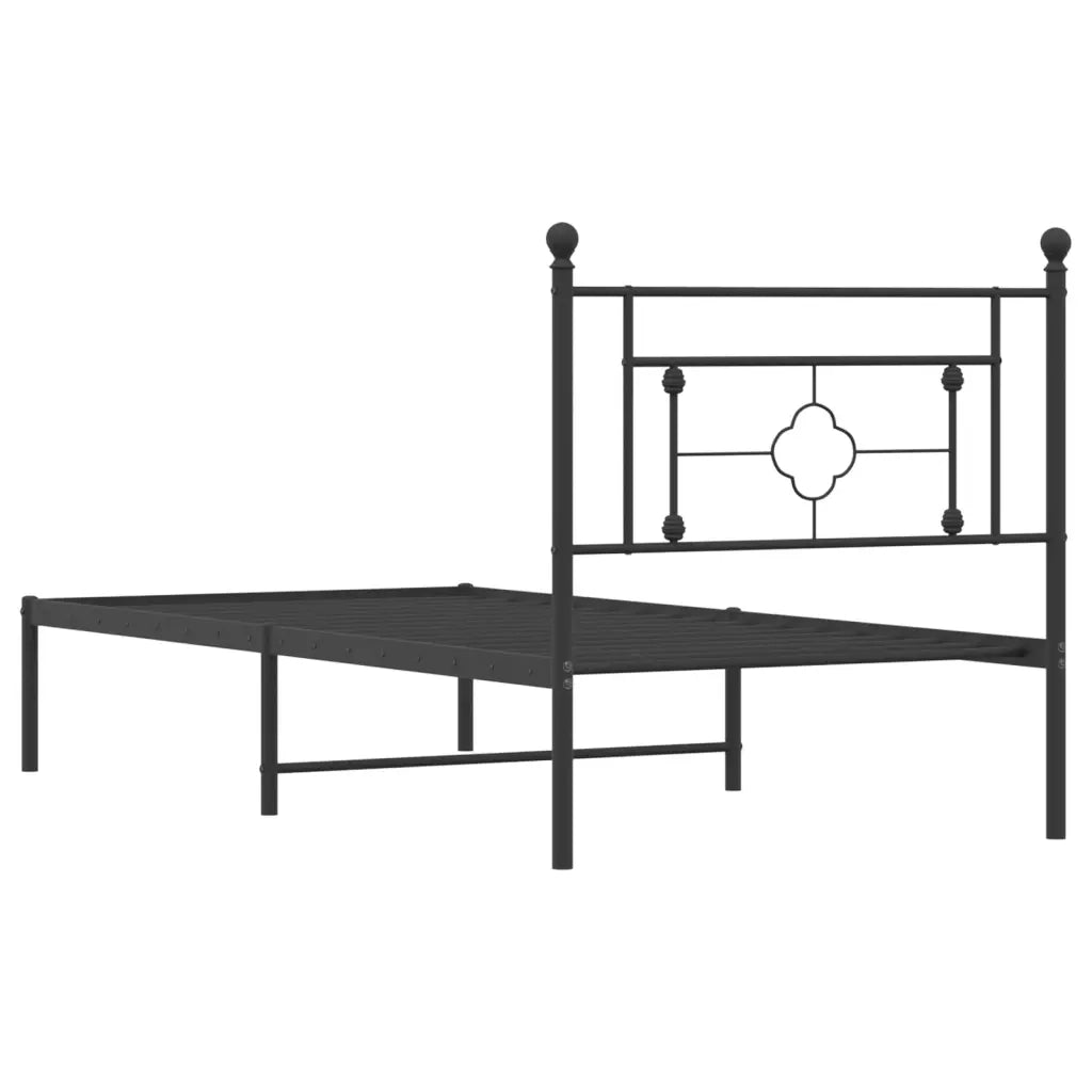 Giroletto con Testiera-Struttura Letto con testiera in Metallo Nero 90x190 cm 239589