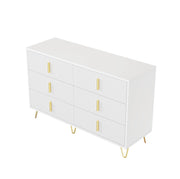 Sideboard bianco e oro 120x77x40 cm con 6 cassetti e design moderno