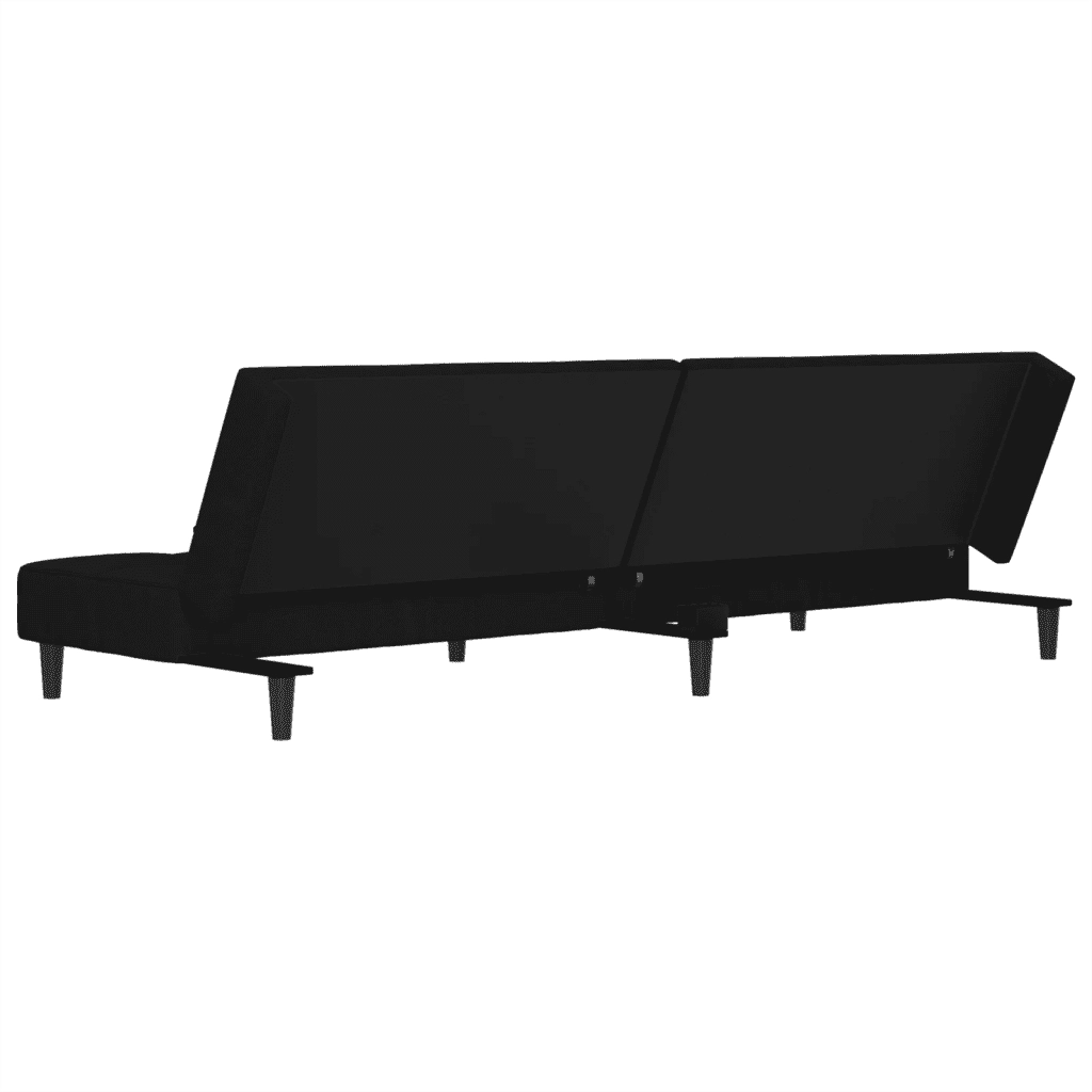 Divano Letto a 2 Posti con 2 Cuscini Nero in Velluto 375812