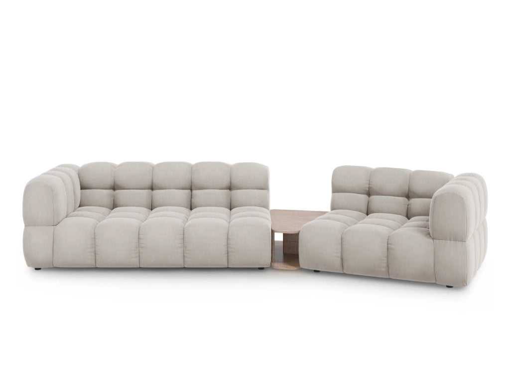 Cosmopolitan Design - Divano modulare destro "Sky" 3 posti in velluto beige chiaro 