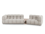 Cosmopolitan Design - Divano modulare destro "Sky" 3 posti in velluto beige chiaro 