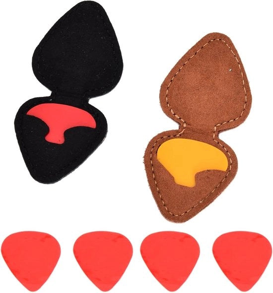 Due Custodie per Plettro in Pelle per Chitarra Acustica o Elettrica Accessori - Plettro e Sticker.