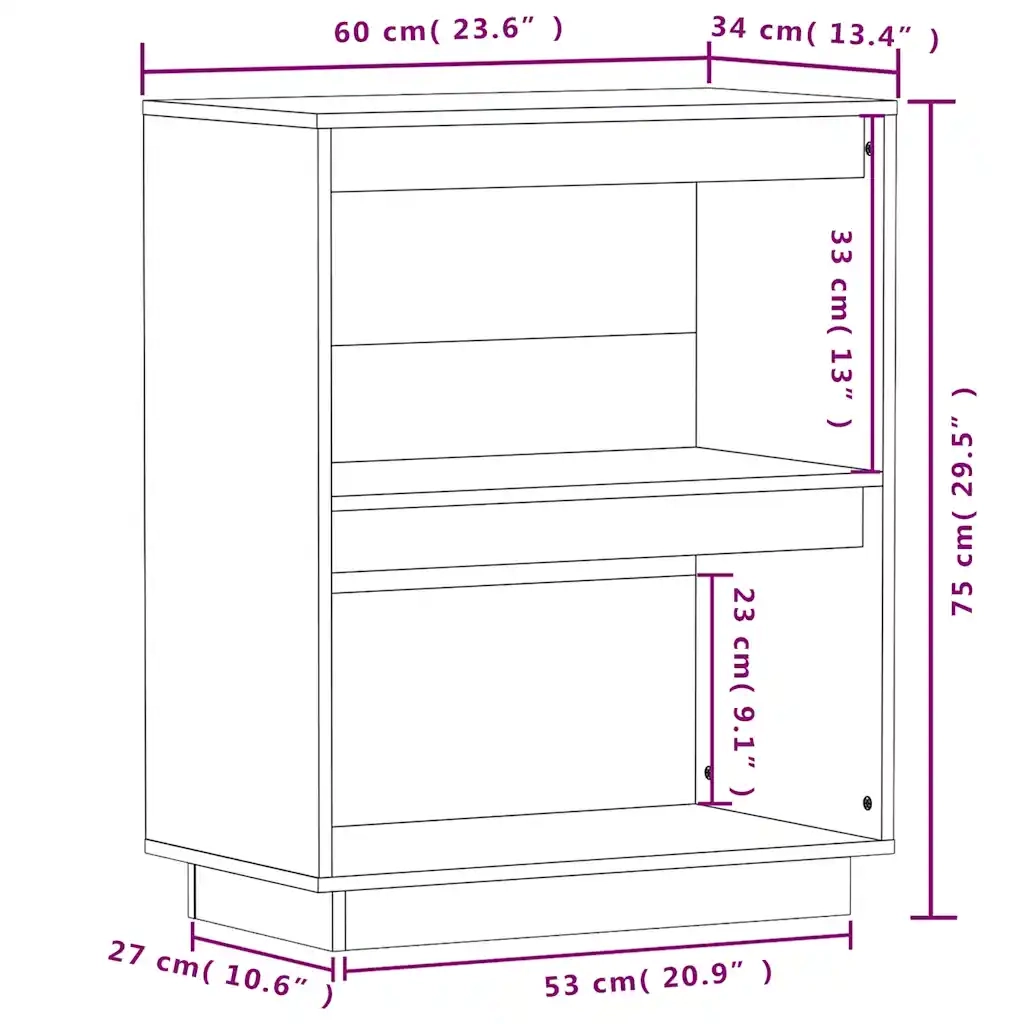 Mobile Consolle | Tavolo d'Ingresso Nero 60x34x75 cm in Legno Massello di Pino