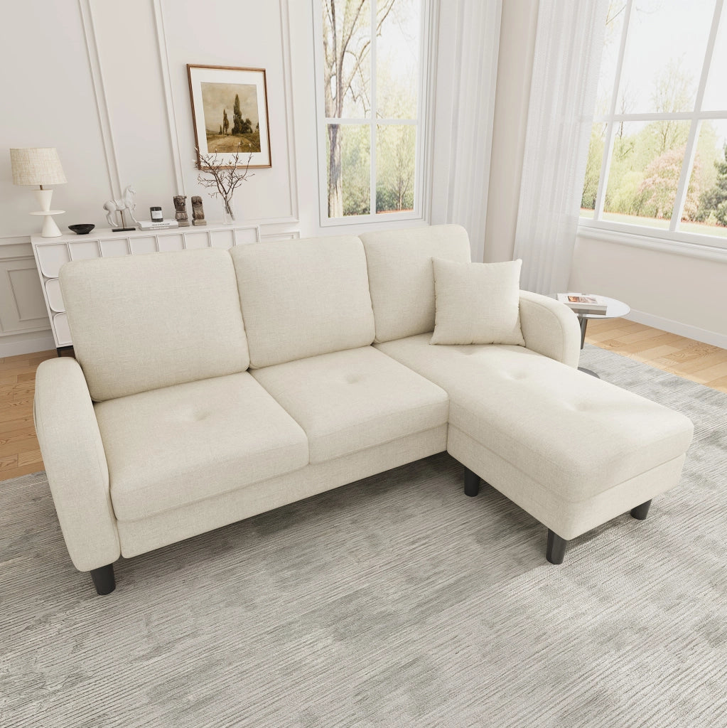 Divano angolare modulare 3 posti con chaise longue beige chiaro