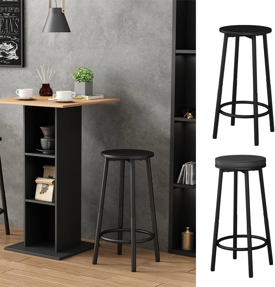 Set di 2 sgabelli da bar Edmonton, Nero, 31.5 x 64 cm 2 parti, regolabile in altezza con poggiapiedi per posizioni di seduta flessibili