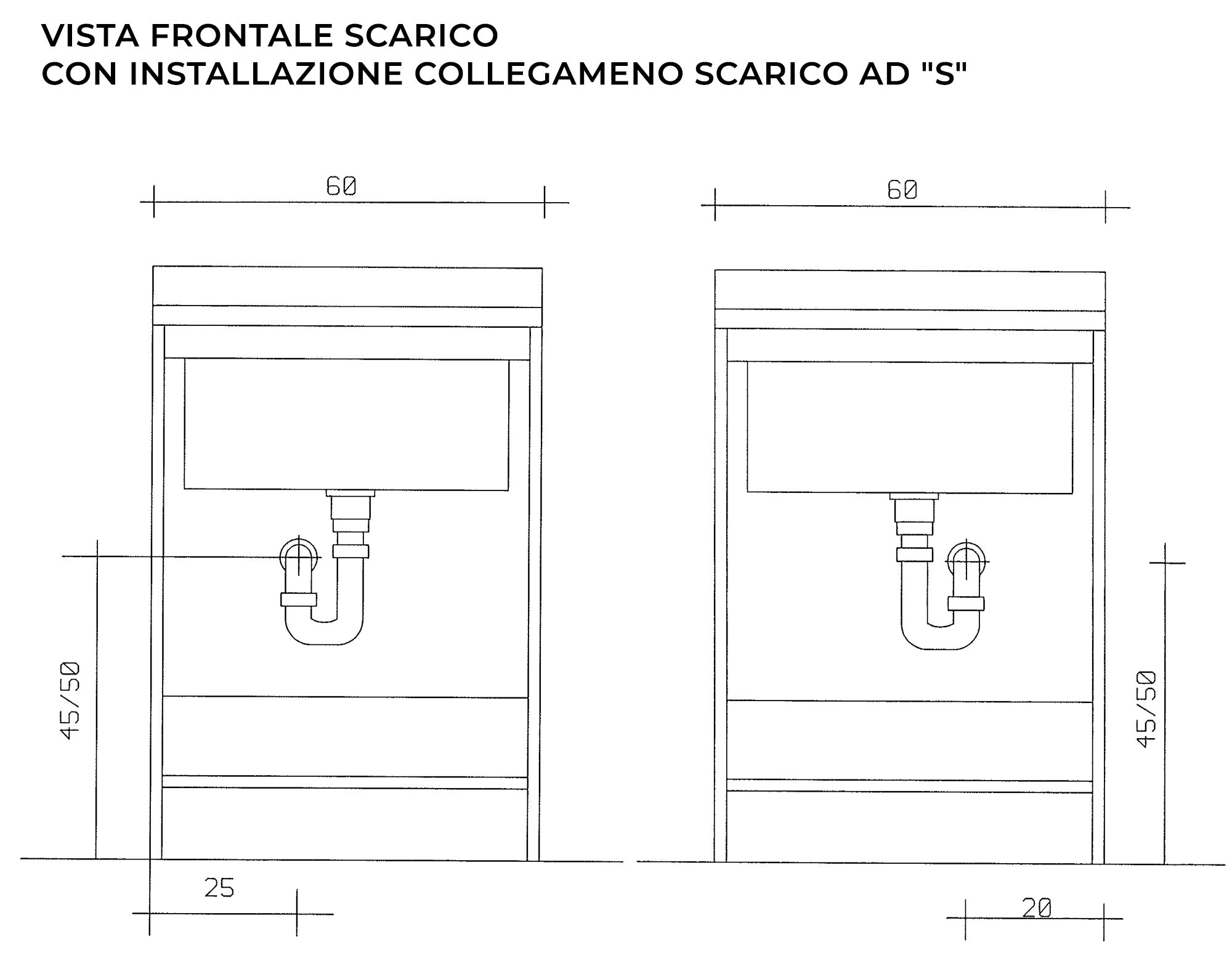 Mobile Lavatoio 60x50x85cm 2 Ante Asse in Legno Montegrappa Marella Bianco con Cesto