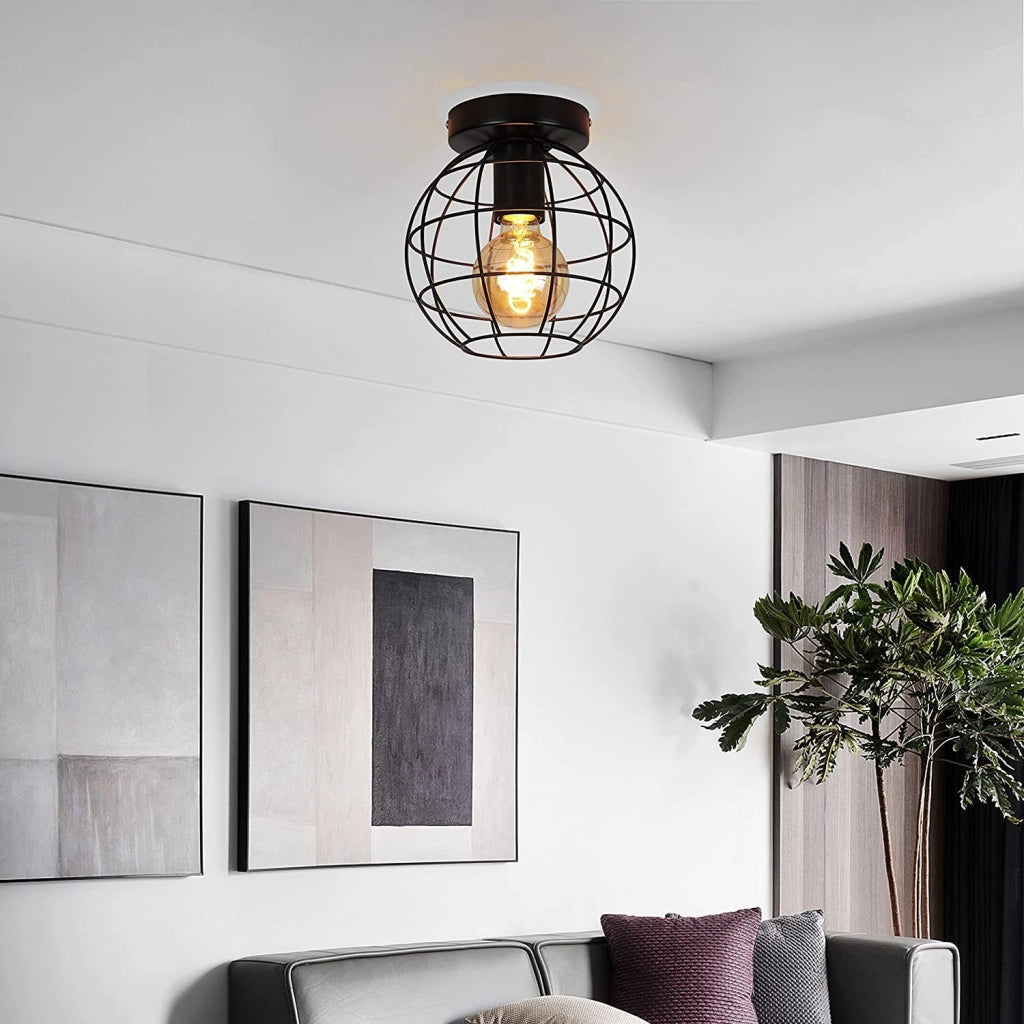 ZMH Lampada da soffitto metallo nero stile industriale retrò attacco E27 per corridoio cucina camera da letto soggiorno