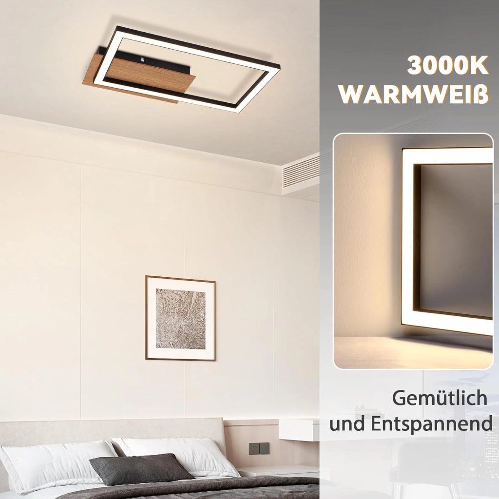 ZMH Lampada da Soffitto LED Moderna 12W Legno 3000K Luce Calda Rettangolare per Corridoio Ufficio Camera da Letto