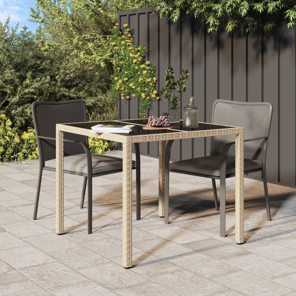 Tavolo da Pranzo da Giardino Beige 90x90x75 cm Polyrattan