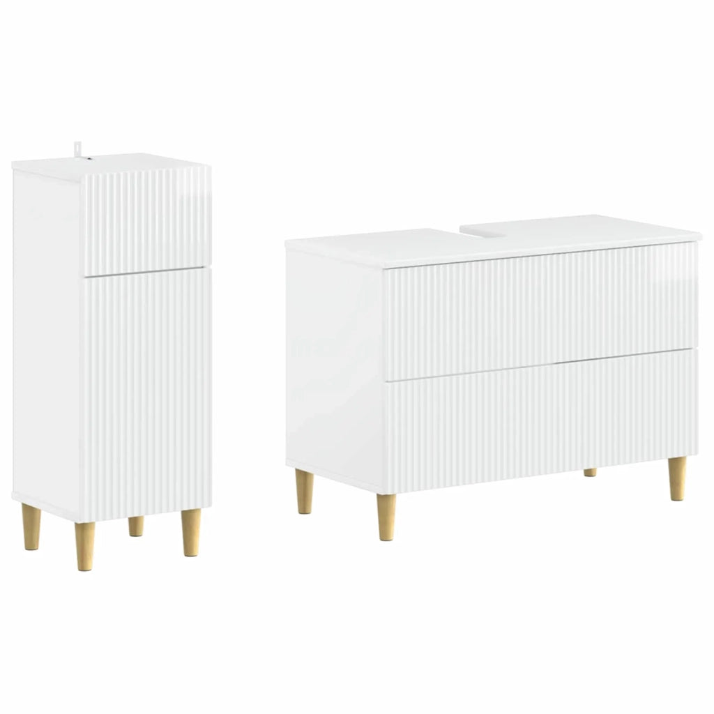 Set di Armadi da Bagno da 2 Pezzi ARNHEM Bianco Lucido 3417688