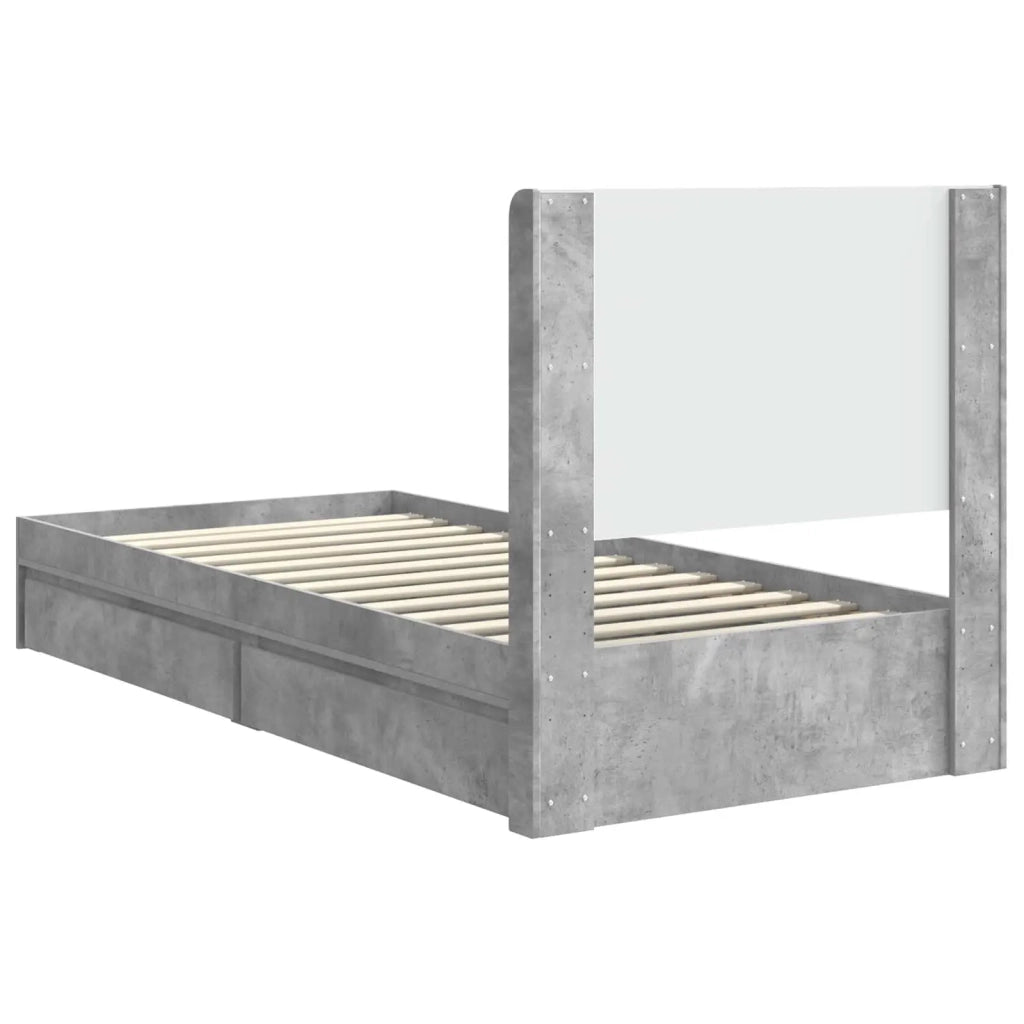 Struttura del letto con stoccaggio e testata Grigio Cemento