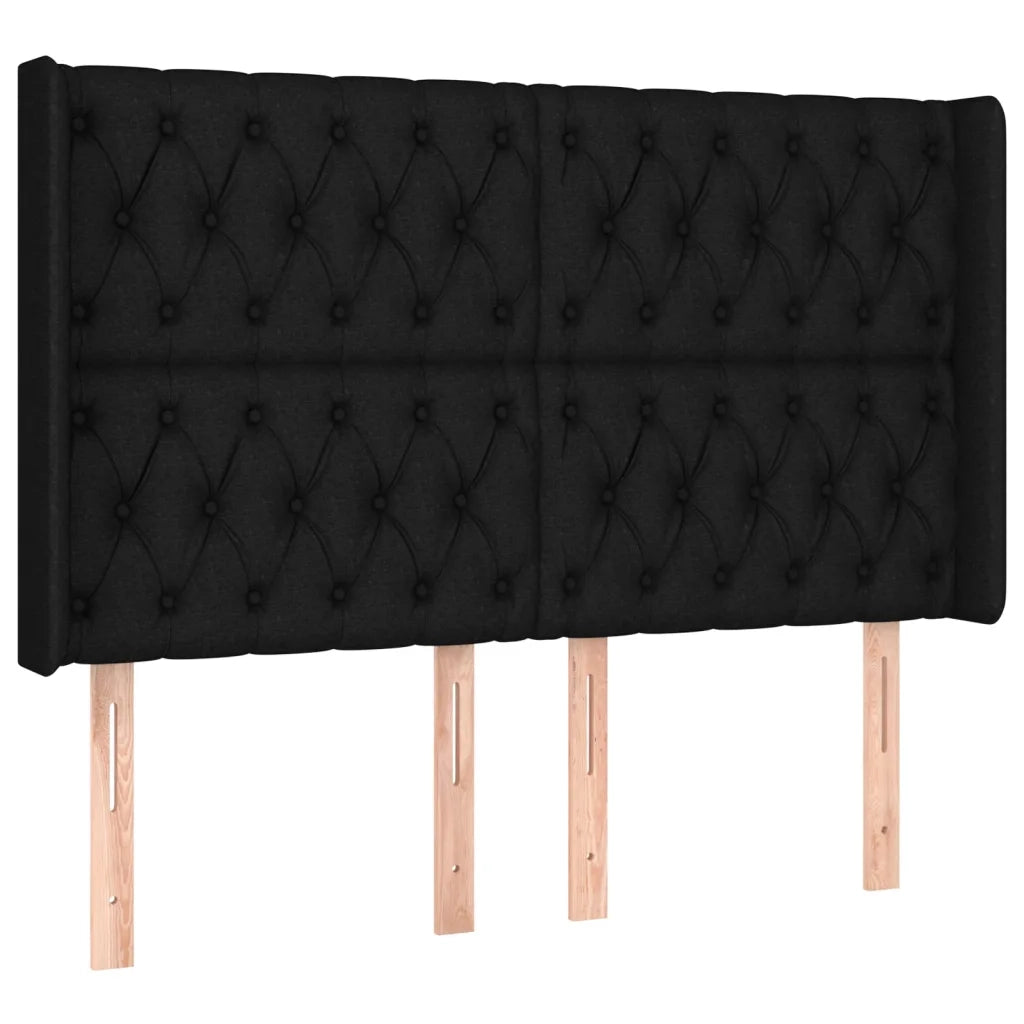 Testiera | Testata a LED Nera 163x16x118/128 cm in Tessuto