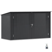 Copribidoni in Acciaio per 3 Cassonetti da 240L con 2 Porte e Coperchio, 233x105x118.5/133 cm, Grigio Scuro