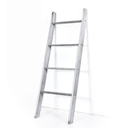 Scala in legno a pioli da appoggio per il bagno, Porta asciugamani da terra a 4 bracci Grigio-Portasciugamani