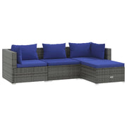 Set di mobili da giardino mobili da esterno 4 pezzi con cuscini resina intrecciata grigia 02_0016180