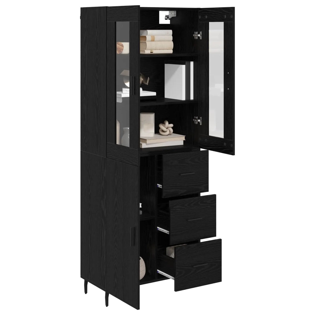 Credenza con cassetto 2 pcs Rovere Nero Legno multistrato 3416203