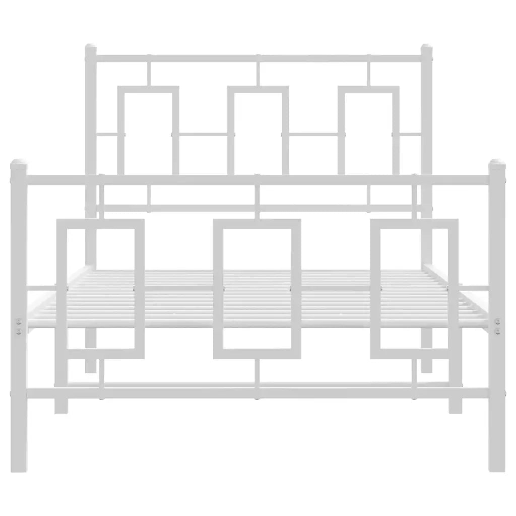Giroletto con Testiera e Pediera Metallo Bianco 90x200 cm 374301
