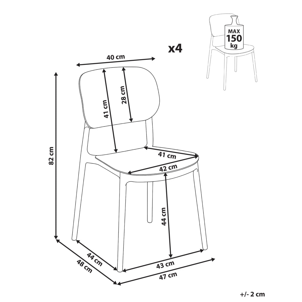Set di 4 sedie da giardino in plastica sintetica impilabili per esterni beige sabbia sedie impilabili e leggere
