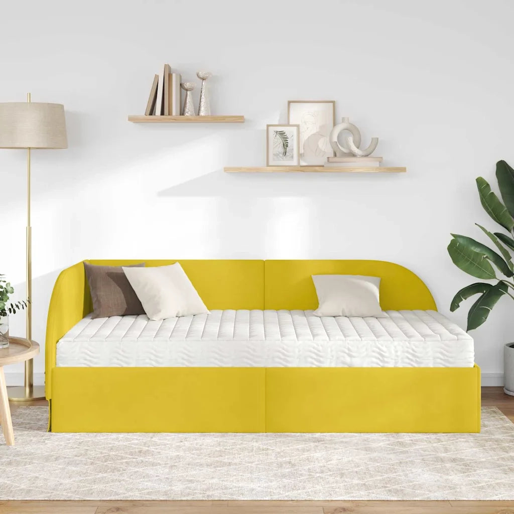 Struttura Letto Angolare con Materasso 2 pz-Giroletto con materasso Giallo Velluto 916791