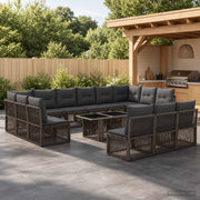 Set Divano da Giardino 14 pz Grigio polyrattan 3436547