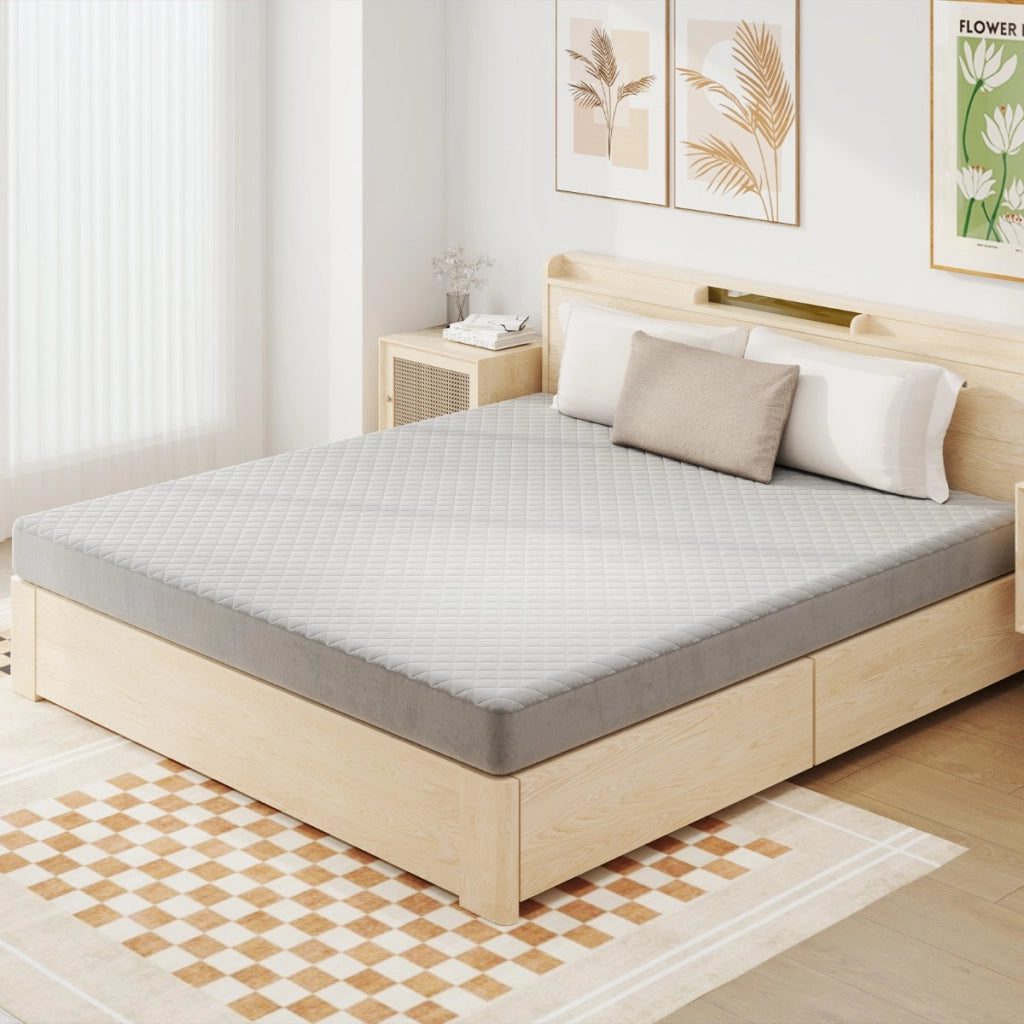 Protezione per materasso con imbottitura in spugna, Coprimaterasso?in velluto di lussoa con fondo antiscivolo Grigio 200x180cm-Arredo letto