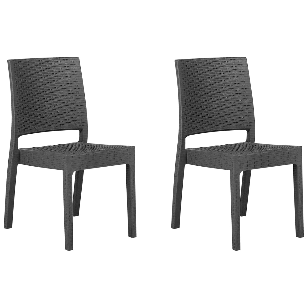 Set di 2 sedie da pranzo da giardino grigie in materiale sintetico impilabili per esterno minimalista