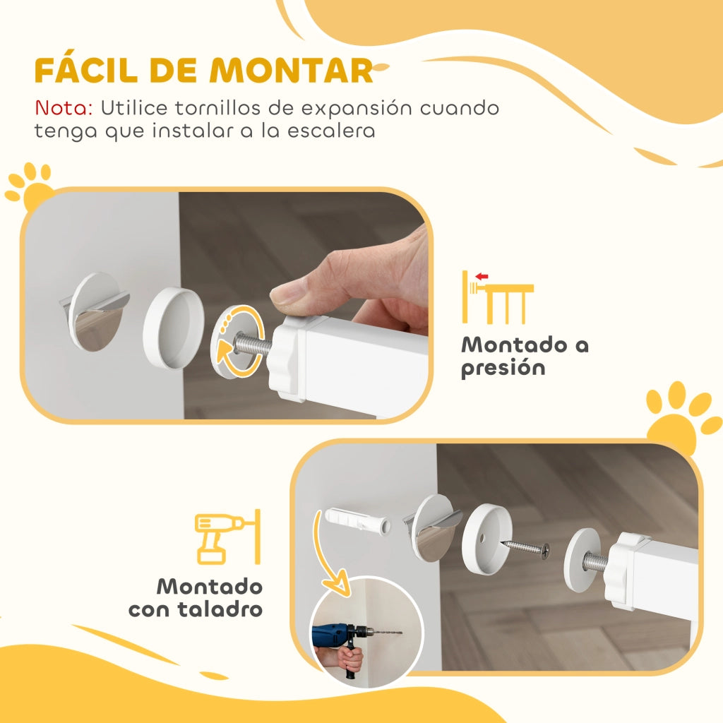 Barriera di Sicurezza Estensibile per Bambini e Animali ¨C zephmum ¨C Metallo Bianco 76-107x76 cm