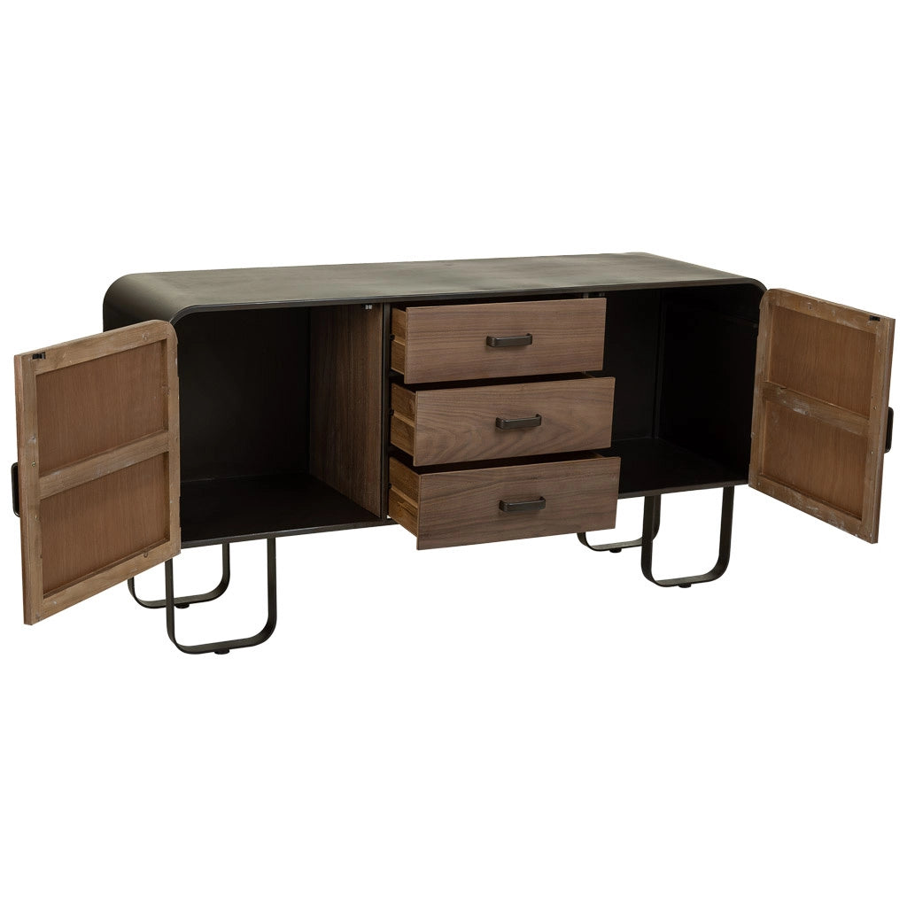 Credenza in legno e metallo nero 145x47x76,5h cm
