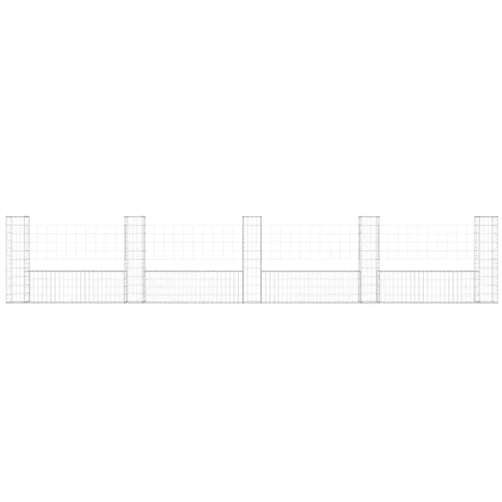 Cesto Gabbione a U con 5 Pali in Ferro 500x20x100 cm