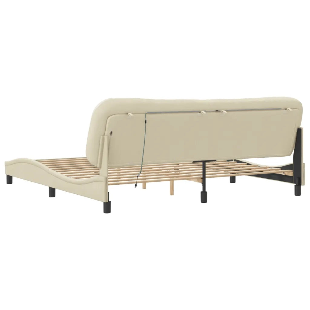 Giroletto con LED senza Materasso Hvar Crema 200x200 cm in Tessuto 3213730