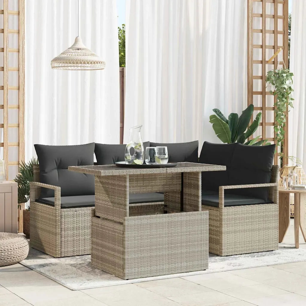 Set Divano da Giardino 5 pcs Grigio chiaro Poly Rattan 3357555