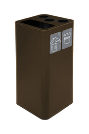Pattumiera a Bidone da 100 L 38,3x38,3x82,5 cm 3 Scomparti Tubolari e 1 Scomparto Gettacarta in Acciaio Verniciato