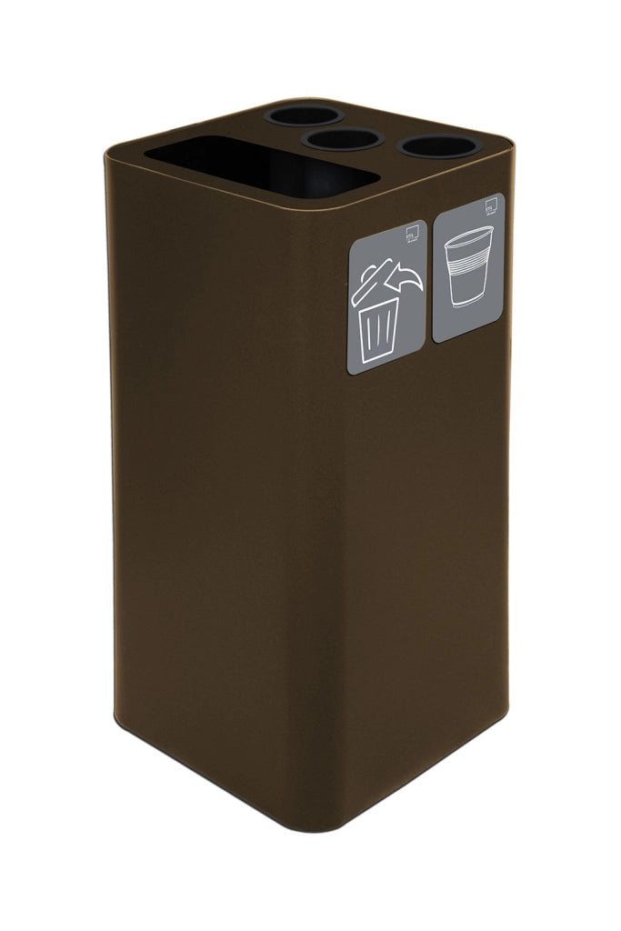 Pattumiera a Bidone da 100 L 38,3x38,3x82,5 cm 3 Scomparti Tubolari e 1 Scomparto Gettacarta in Acciaio Verniciato