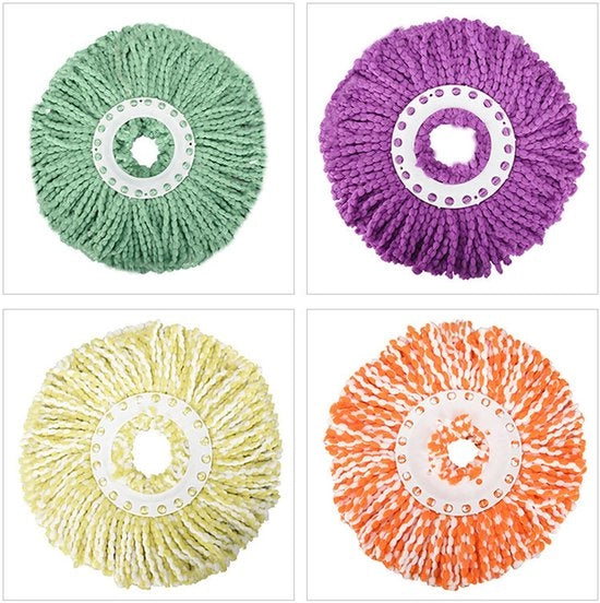 Dweilkop sostituibile per uso domestico, accessori per asciugamano rotante, set da 4 pezzi, fibra super fine densificata, dweilkop