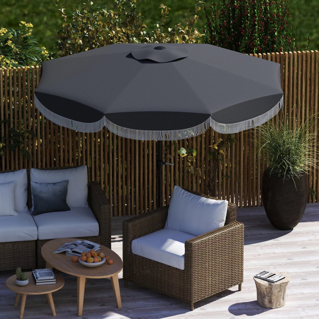 Parasole ?269 cm; protezione UV Parasole Balcone ottagonale Parasole Protezione Solare per giardino; Grigio Scuro