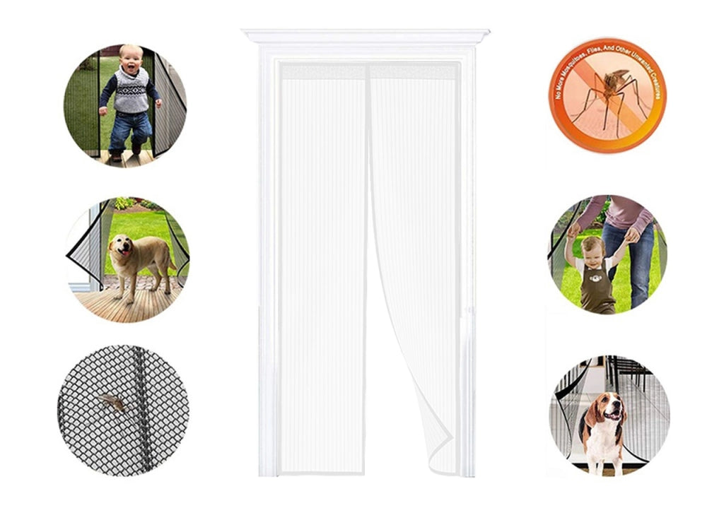 Zanzariera Magnetica Per Porta Ingresso E Finestre Anti Insetti Zanzare Protezione Cimici Mosche Si Chiude da Sola - 140X240 - Bianco