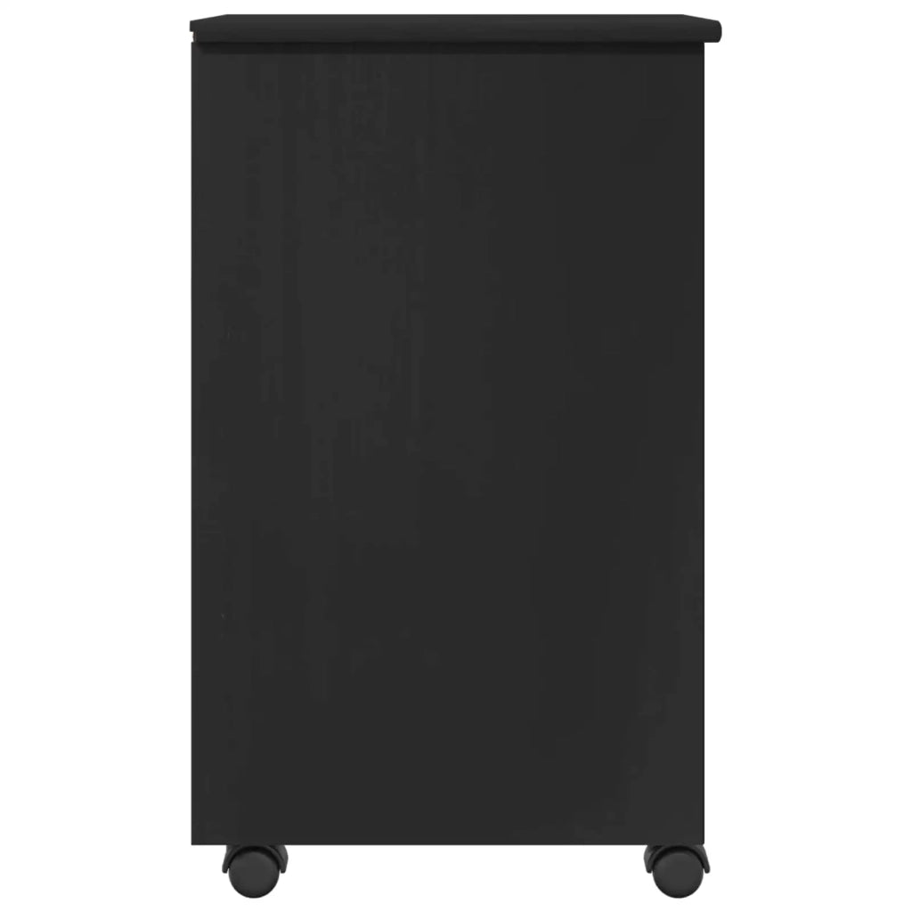 Mobile con Ruote Nero 34 x 39 x 65,5 cm Legno di pino massiccio